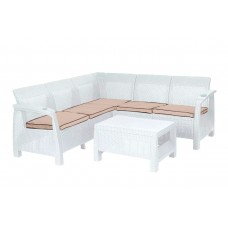 Угловой садовый диван TWEET Corner Set белый (без столика)