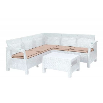 Угловой садовый диван TWEET Corner Set белый (без столика) фото