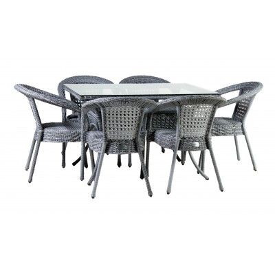 Комплект садовой мебели DECO 6 с прямоугольным столом, серый фото