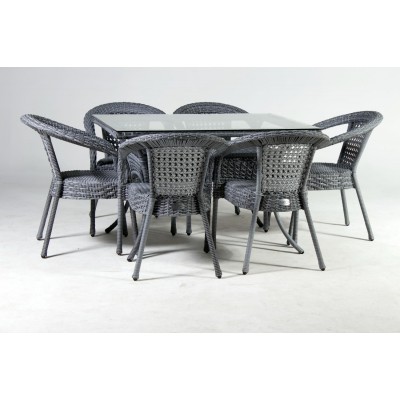 Комплект садовой мебели DECO 6 PLUS с прямоугольным столом, серый фото