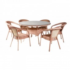 Комплект садовой мебели DECO 6 с круглым столом 7035П Светлый