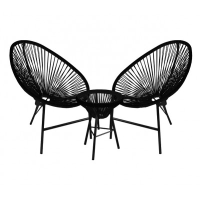 Комплект садовой мебели кофейный ACAPULCO (стол и 2 кресла), черный фото