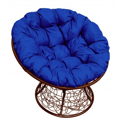 Садовое кресло из ротанга Папасан Papasan коричневый, синий фото