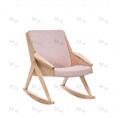 Кресло-качалка Амбер Д Дуб шпон, ткань Soro 61 фото