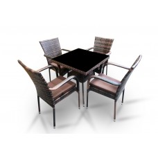 Комплект мебели из искуственного ротанга Вайнхейвен + 4 кресла Милан, Dark Brown 78081/0009-1-2