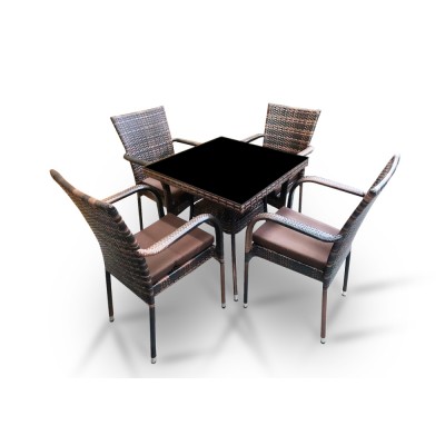 Комплект мебели из искуственного ротанга Вайнхейвен + 4 кресла Милан, Dark Brown 78081/0009-1-2 фото