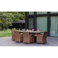 Обеденный комплект из ротанга LUDWIG + FIONA коричневый