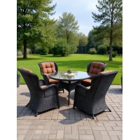 Комплект садовой мебели Amarant 4 с круглым столом d130 см, серо-коричневый