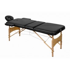 Складной 3-х секционный деревянный массажный стол BodyFit, черный