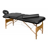 Складной 2-х секционный деревянный массажный стол BodyFit, черный