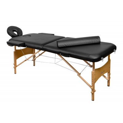 Складной 2-х секционный деревянный массажный стол BodyFit, черный фото