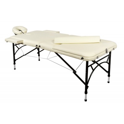Складной 3-х секционный алюминиевый массажный стол BodyFit, бежевый фото