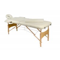 Складной 2-х секционный деревянный массажный стол BodyFit, бежевый (70 см)