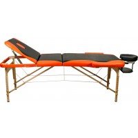 Массажный стол Atlas Sport 70 см складной 3-с деревянный чёрно-оранжевый