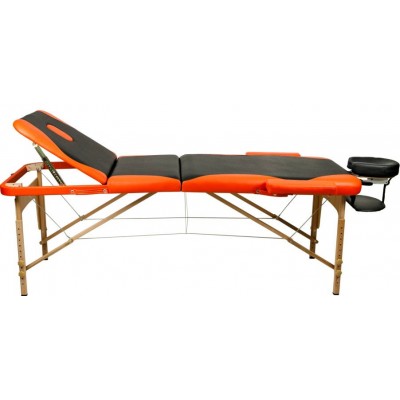 Массажный стол Atlas Sport 70 см складной 3-с деревянный чёрно-оранжевый фото