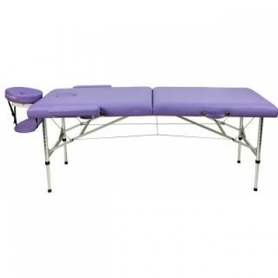 Складной 2-х секционный алюминиевый массажный стол RS BodyFit, фиолетовый фото