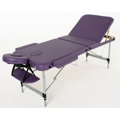 Складной 3-х секционный алюминиевый массажный стол RS BodyFit, фиолетовый фото