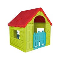 Детский игровой домик FOLDABLE PLAY HOUSE, салатовый/красная крыша