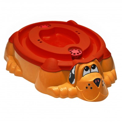 Песочница-бассейн "Собачка с крышкой" 432 красный с оранжевой крышкой фото