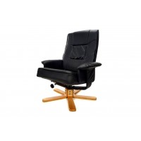 Массажное кресло с пуфом Calviano TV Relax (чёрное)