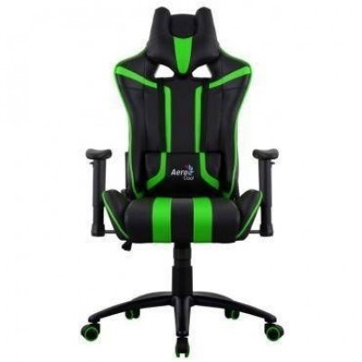 Офисное кресло Aerocool AC120 AIR-BG черно-зеленый с перфорацией фото