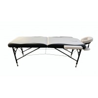 Складной 2-х секционный алюминиевый массажный стол BodyFit, черно-белый (70 см)