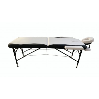 Складной 2-х секционный алюминиевый массажный стол BodyFit, черно-белый (70 см) фото