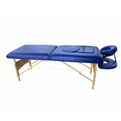 Складной 2-х секционный деревянный массажный стол BodyFit, синий (70 см) фото