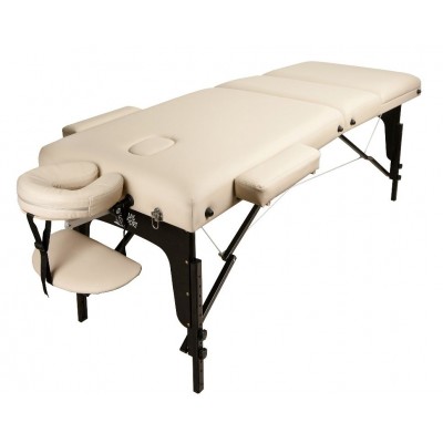 Массажный стол Atlas Sport 70 см LUX (с memory foam) складной 3-с деревянный (бежевый) фото