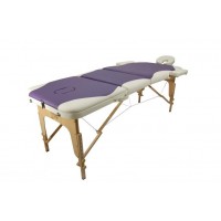 Массажный стол Atlas Sport 70 см складной 3-с деревянный (кремово-фиолетовый)