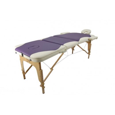Массажный стол Atlas Sport 70 см складной 3-с деревянный (кремово-фиолетовый) фото