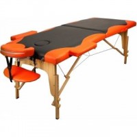 Массажный стол Atlas Sport складной 2-с 60 см деревянный + сумка в подарок (черно-оранжевый)
