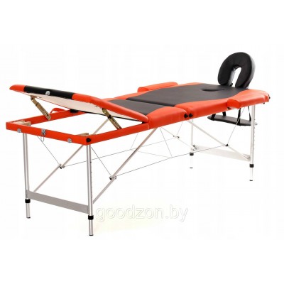 Массажный стол складной Atlas sport 70 см 3-с алюминиевый (черно-оранжевый) фото